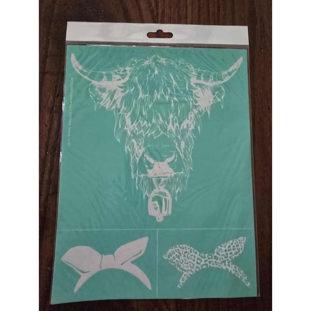 Chalk Couture New Highland Cow Transfer Stencil Size‎ B Brand new